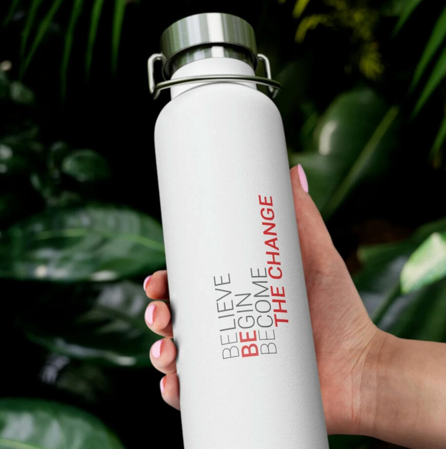 Be The Change vacuum-insulated 22oz hot and cold bottle